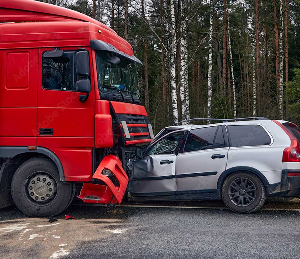 Photo of a commercial vehicle in an accident