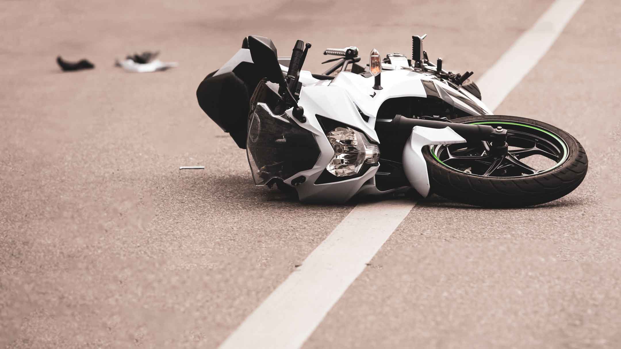 crashed motorcycle on the road